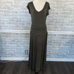 Torrid Olive Green Jersey Knit Stretch Maxi Dress Drop Waist NEW L Minimalist
